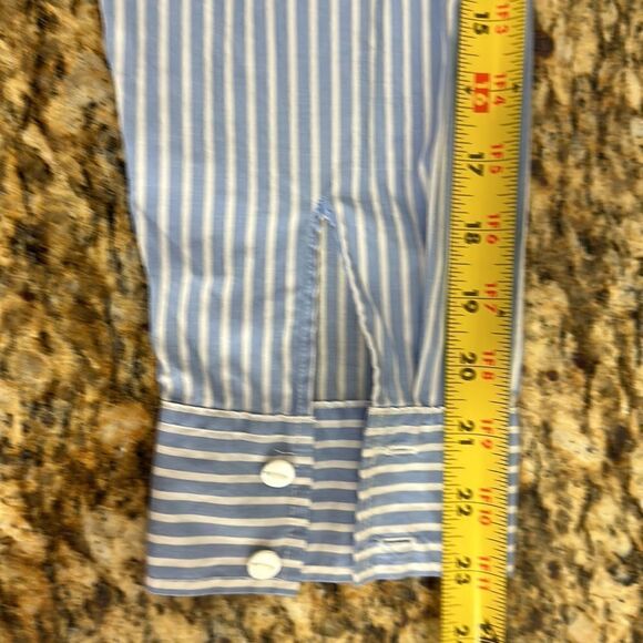 Pure DKNY Striped White And Blue Hi-Low Hem Button Up Tunic Top Size M - Picture 8 of 9